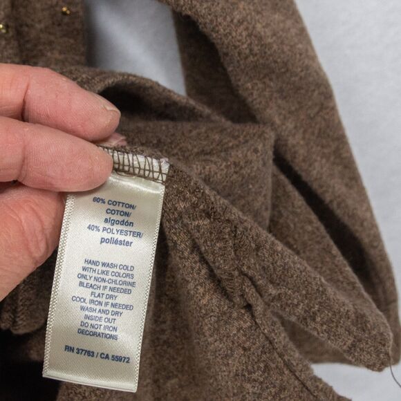 Women's XL RAFAELLA Brown Sweater with Gold Accents 3/4 Length Sleeves - Picture 5 of 5